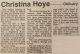 Hoye, Christina nee Code obituary