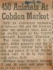 Cobden Livestock Exchange - 450 annimals sold with 500-600 farmers present, April 1961