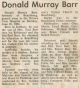 Barr, Donald Murray obituary
