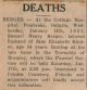 Berger, Samuel Henry death notice