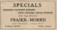 Morris, Duncan - Advertisement for Fraser Morris House Furnishings & Funeral Service