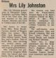 Johnston, Lily nee Johnston obituary