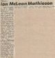 Mathieson, Ian McLean obituary
