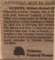Vickers, William Robert death