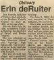 deRuiter, Erin nee Tanguay obituary