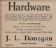 CHx-Donegan, J. L. Hardward Store advertisement