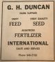 G.H.Duncan Feed & Seed advertisement
