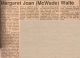 Waite, Margaret Joan nee McWade obituary