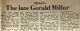 Millar, Gerald obituary