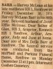 Barr, Harvey McLean death
