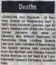 Johnston, Annie Elizabeth nee Lavallee death