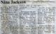 Jackson, Nina nee Johnson obituary