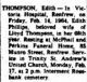 Thompson, Edith nee Phillips death