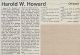 Howard, Harold W. obituary