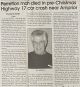 Arthur James Drew JOHNSON killed in car accident