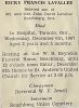 Ricky Francis LAVALLEE funeral card