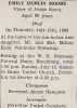 Kenny, Emily Hamilton MOORE funeral card