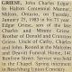 John Charles Edgar GRIESE death