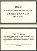 1617-Francis, James Funeral Card