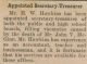 Hawkins, H. W. appointed secretary treasure of Cobden High & Public Schools