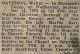 Walter Findlay DAVIDSON death