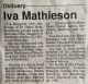 Mathewson, Iva nee Orr obituary 