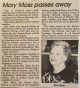 Moss, Mary nee Karns obituary