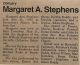 Stephens, Margaret A. obituary