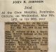 John B. JOHNSON funeral card & death notice