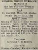 Russell Moore MURDOCK funeral card