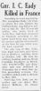 Gnr Ira Clifford EADY killed in France