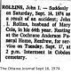 Rollins, John I. death notice