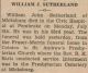 Sutherland, William John death