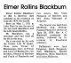 Blackburn, Elmer Rollins obituary
