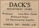 Dack's Department Store advertisement