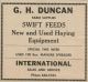 Duncan, Gordon - Farm Supplies advertisement