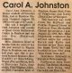 Johnston, Carol A. obituary
