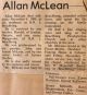 McLean, Allan obituary