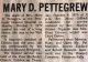 Pettigrew, Mary D. nee Moxam obituary
