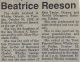 Reeson, Beatrice nee Robinson obituary
