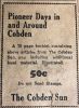 CHx-The Cobden Sun advertisement -Pioneer Days in and around Cobden