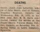Smith, Janet Jean nee Lebarron death