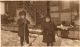 Burton Children Glenn & Isabel with their dad in the background.  Cobden, 1911